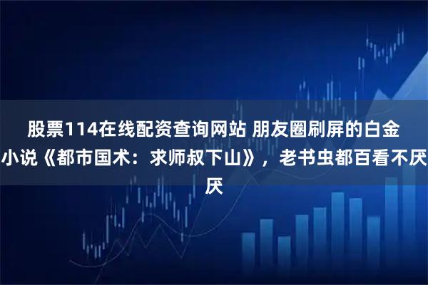 股票114在线配资查询网站 朋友圈刷屏的白金小说《都市国术：求师叔下山》，老书虫都百看不厌
